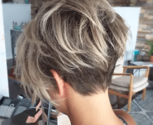 Undercut bob with balayage hair extensions
