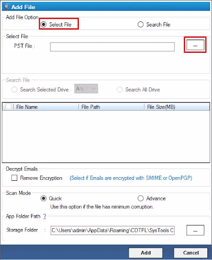 select file