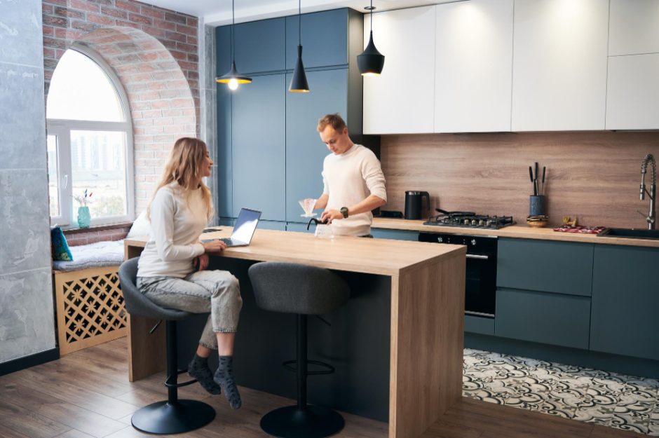 Blue kitchen cabinets